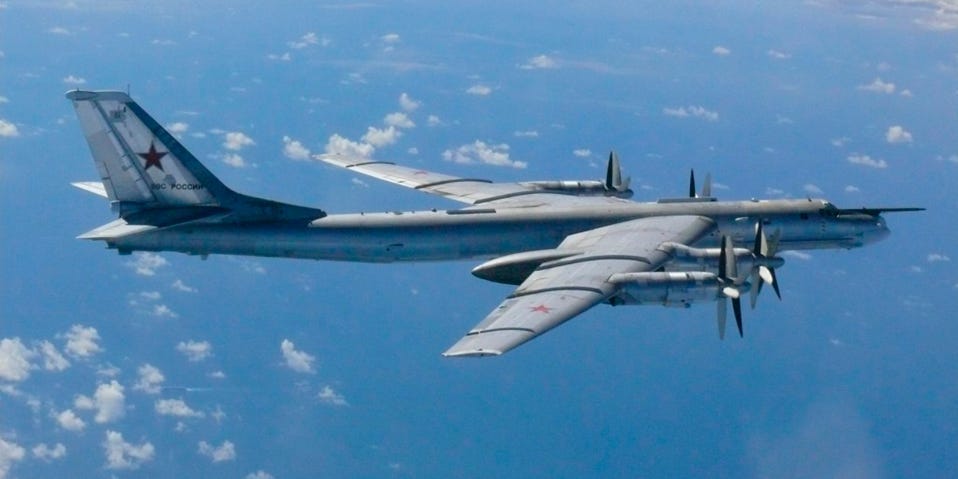 Russian and Chinese bombers were intercepted flying together for the first time near the US