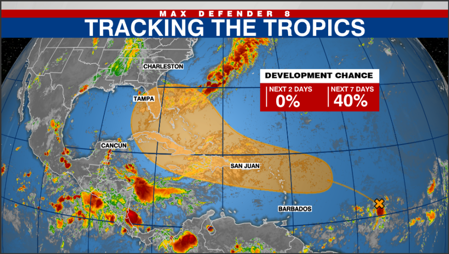 Tropical disturbance jumps to 40% chance of development over the next week