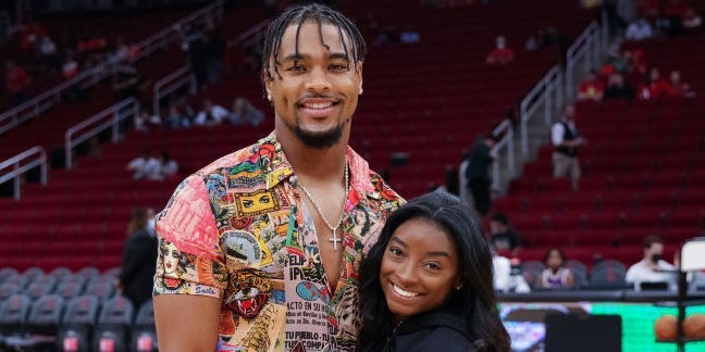 Simone Biles' husband, Jonathan Owens, is missing training camp to watch his wife at the Olympics. Here's a timeline of their 4-year relationship.