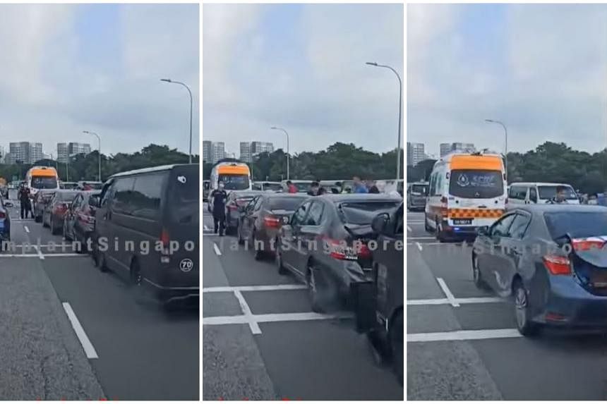 3 people taken to hospital after accident involving van, 3 cars at Yishun Dam
