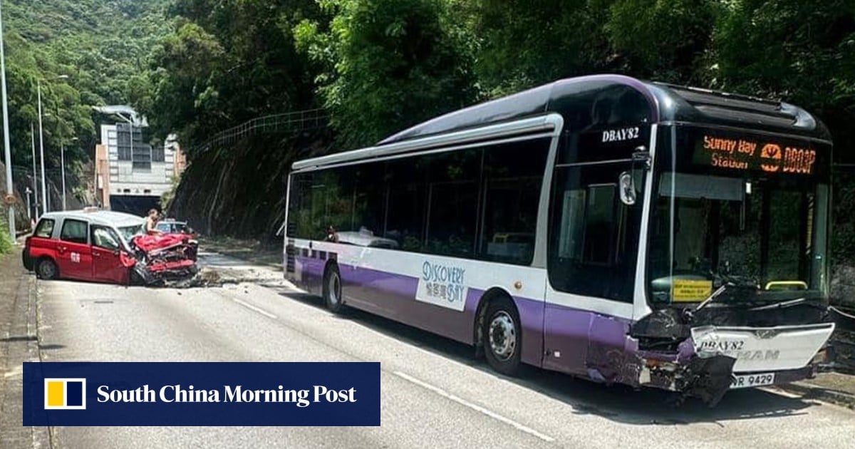 5 people injured after Hong Kong taxi, bus collide outside Discovery Bay Tunnel on Lantau