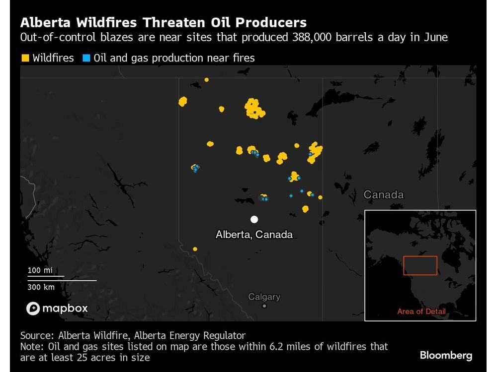 Canadian Wildfires Threaten Oil Output and Prompt Evacuations