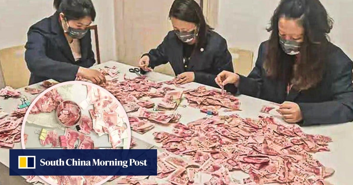 China bank staff solves cash jigsaw puzzle after depressed woman cuts bills into 100,000 pieces