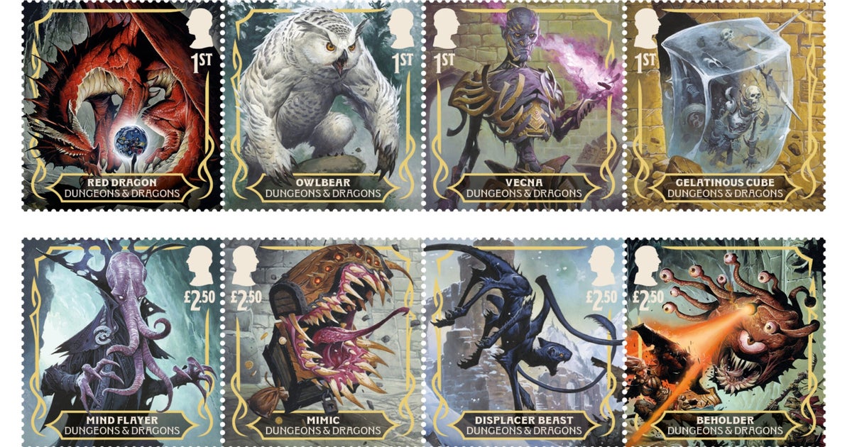 D&D's Mindflayer and Owlbear now on postage stamps officially approved by King Charles