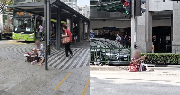 Elderly man sits at Bugis road to sell tissues, sparking safety concerns