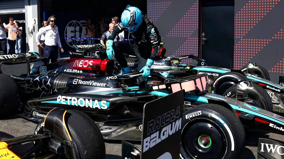 George Russell holds off Lewis Hamilton for Mercedes 1-2 at F1 Belgian Grand Prix