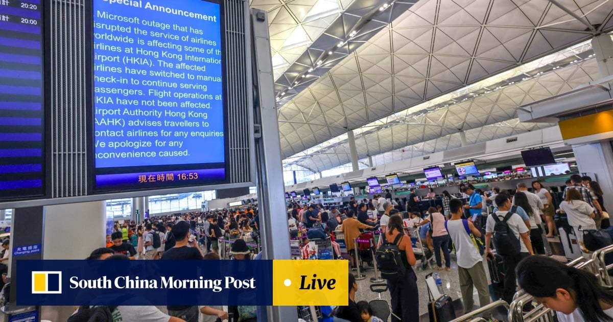 Hong Kong travellers urged to arrive 3 hours early as global Microsoft outage hits airport
