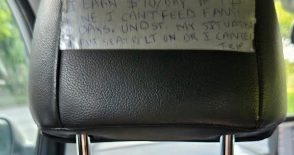 'If TP fine me, I can't feed my family for 2 days': Ryde driver's handwritten note earns sympathy from netizens