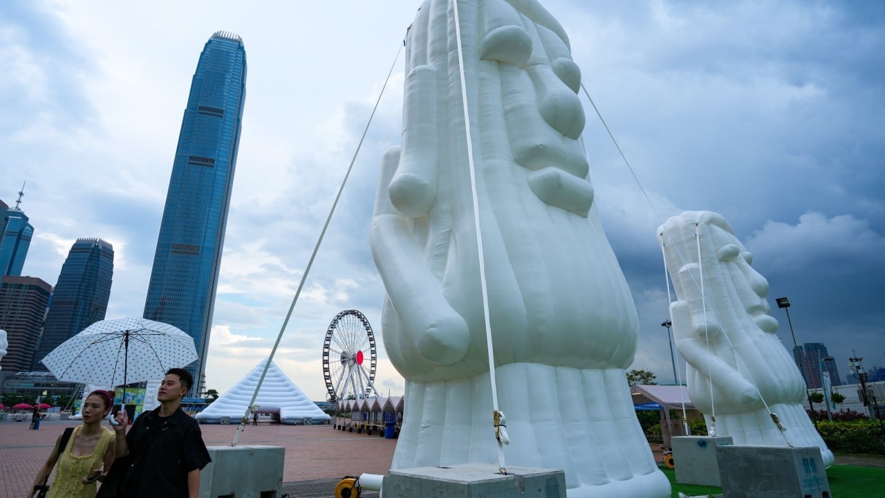 Inflatable replicas of world landmarks defended by Hong Kong art show team after online mockery