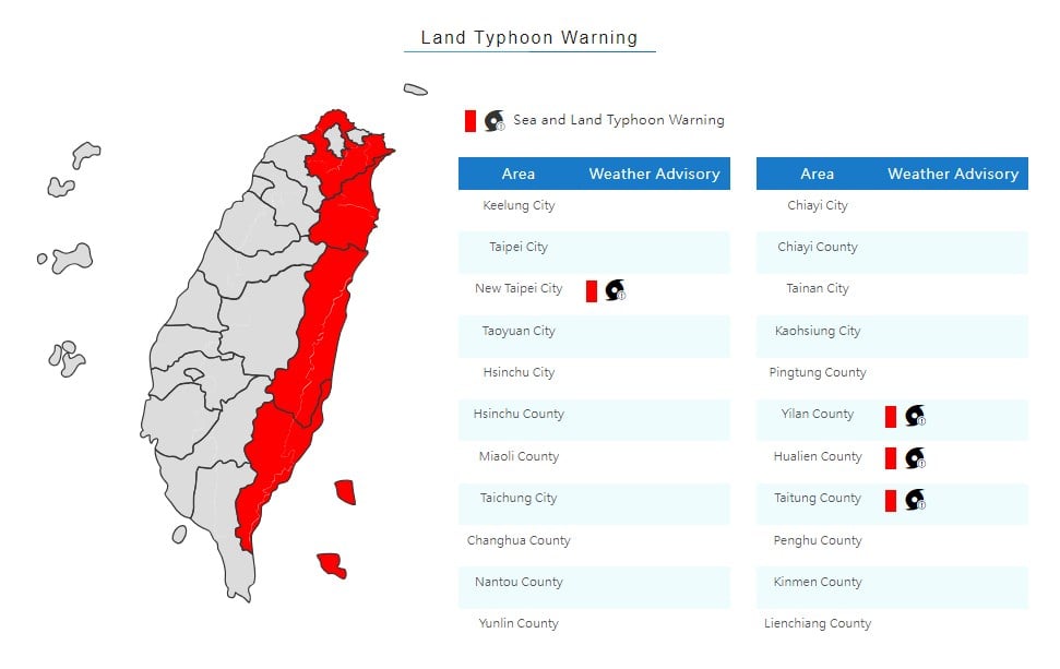 Land warning issued for Typhoon Gaemi
