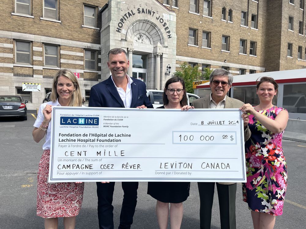 Leviton Canada donates $100,000 to the Lachine Hospital Foundation to expand services and care in the West Island