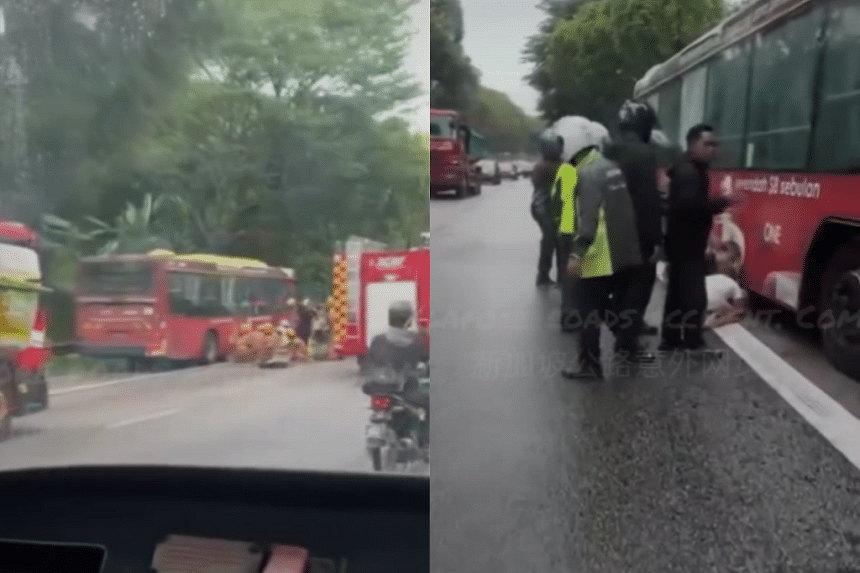 Motorcyclist dies after being trapped under a bus on BKE