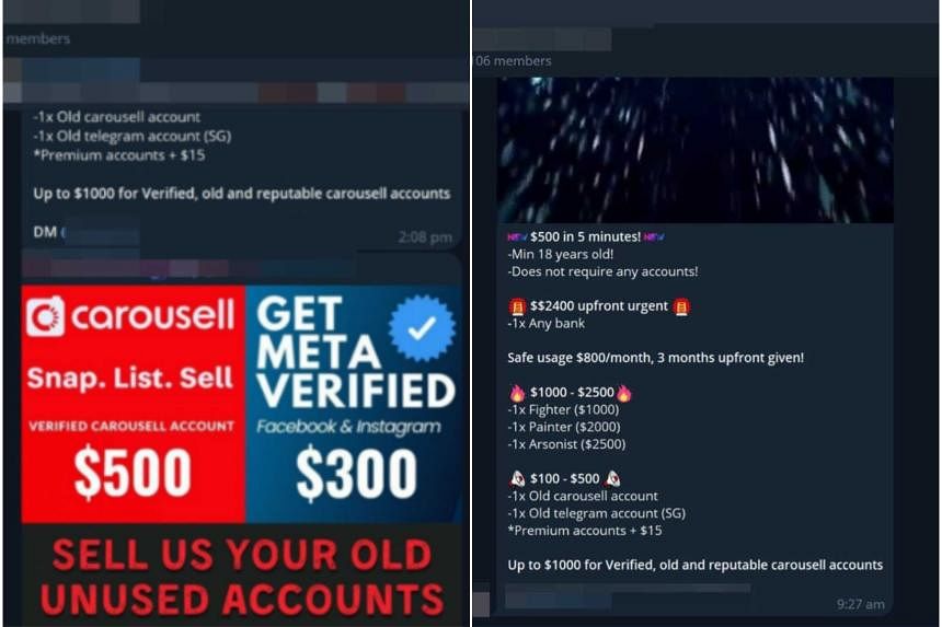 People who sell Carousell and Telegram accounts risk jail and fines of up to $10,000: Lawyers