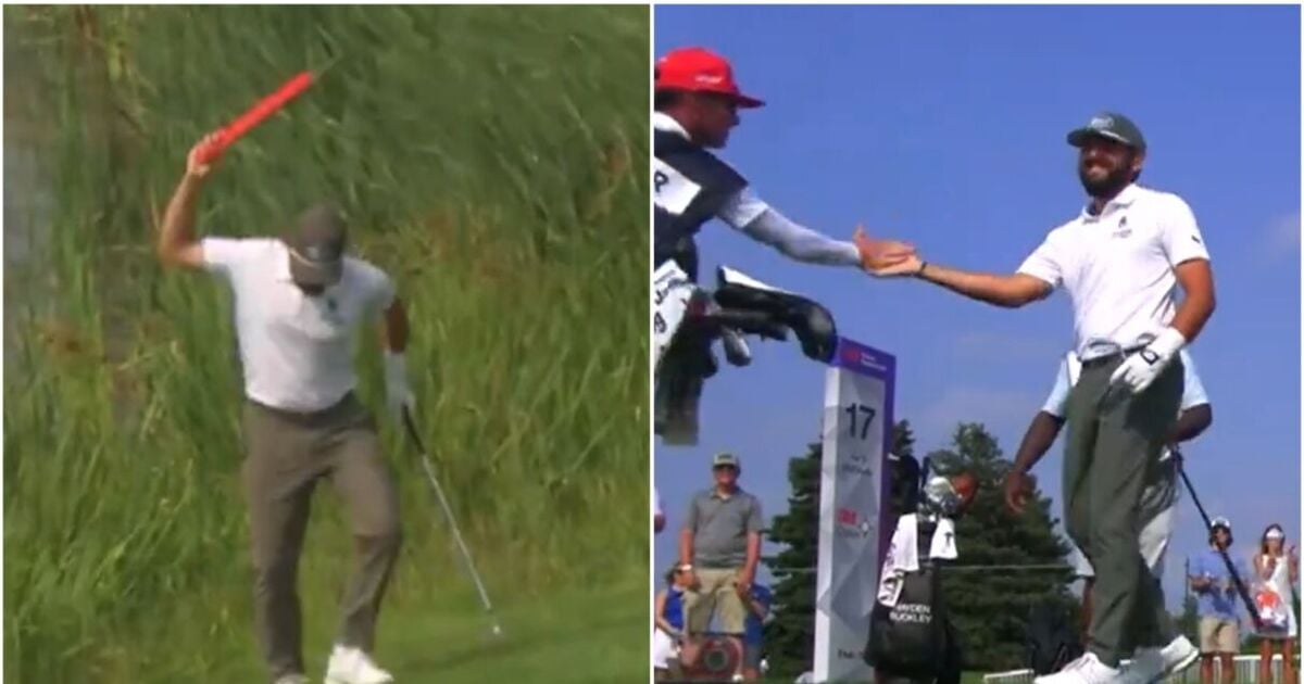 PGA Tour star snaps and tosses equipment before sinking a hole-in-one