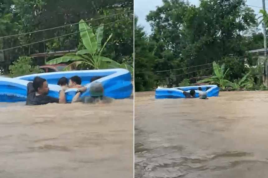 Portable pool saves family amid Sabah flood