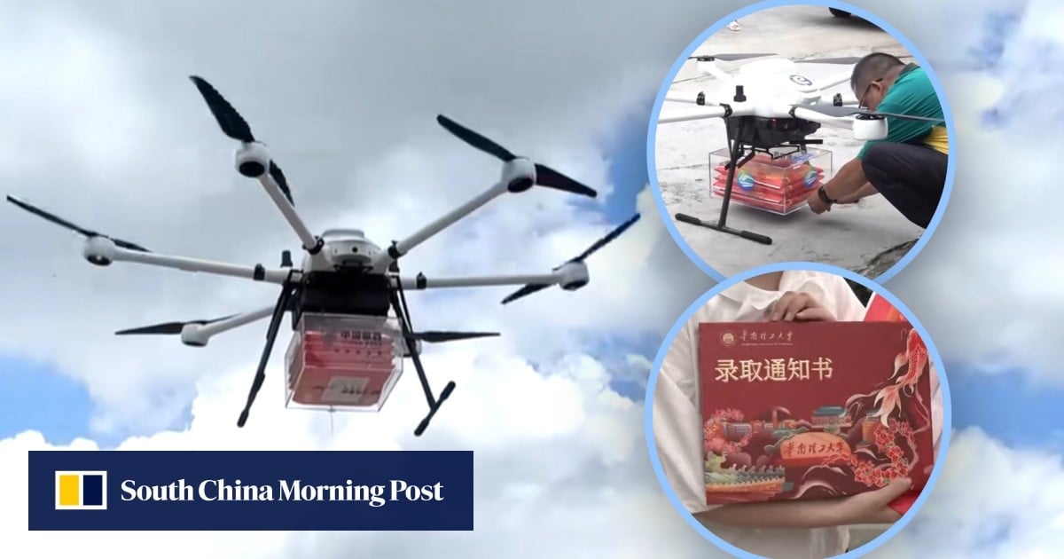 Signed, sealed, delivered by drone, China students excited by flying university admission