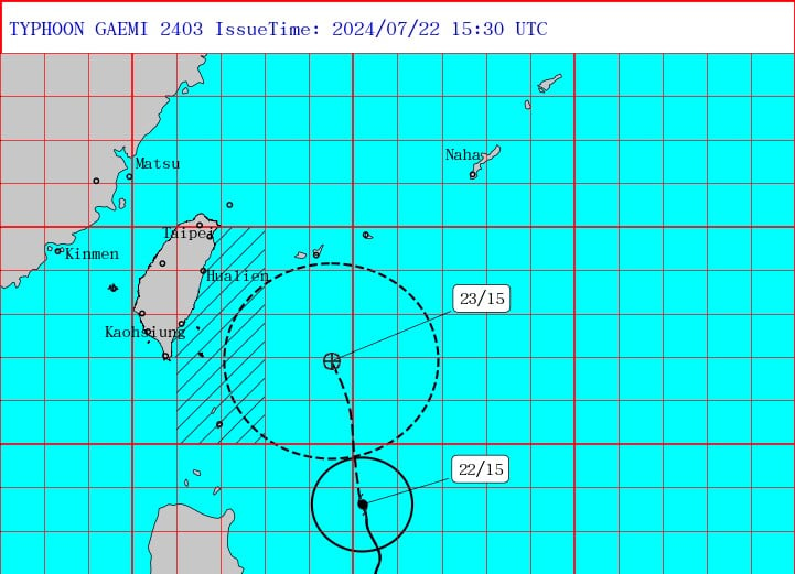 Taiwan issues sea warning for Typhoon Gaemi