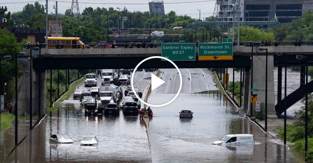 Thunderstorms Flood Roads and Buildings in Toronto