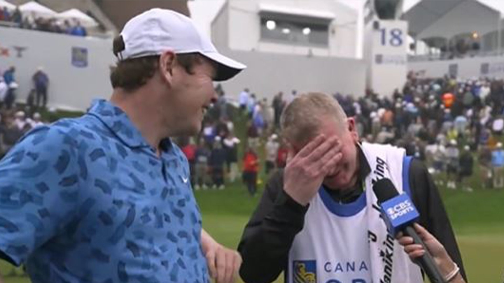 Watch emotional moment Ryder Cup hero Robert MacIntyre breaks down in tears after winning with dad as emergency caddie