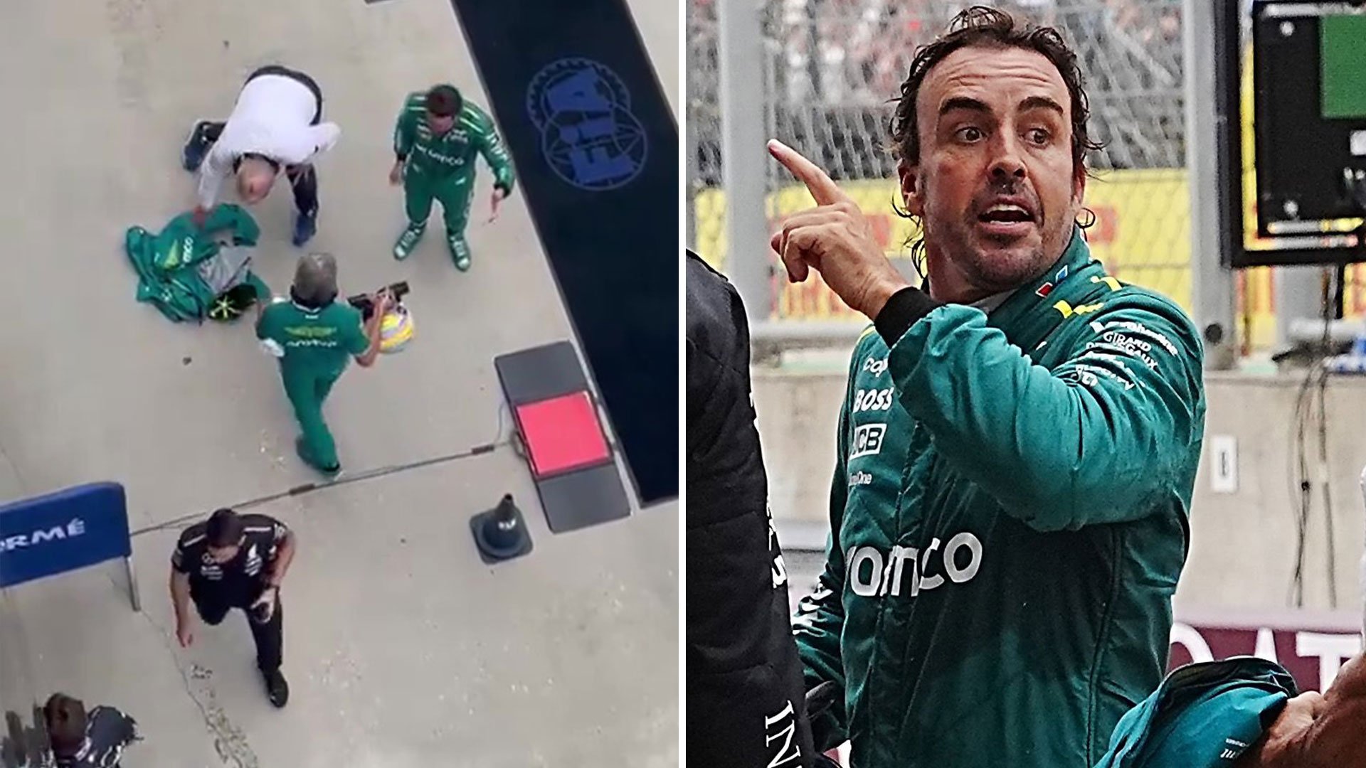 Watch moment furious Fernando Alonso throws jacket to ground in anger after major blunder at Hungarian GP
