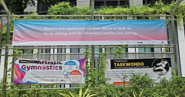 'What is it trying to promote?' Banner calling for passers-by to stare at Tanjong Pagar residents' windows causes confusion