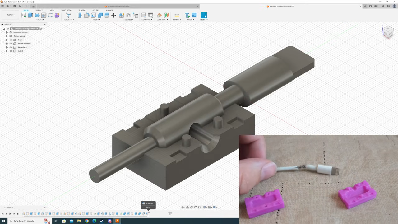 Over-molding Wires with Hot Glue and 3D Printed Molds