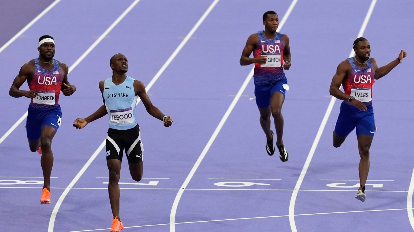 No Olympic sprint double for American Noah Lyles; Botswana's Letsile Tebogo wins 200m