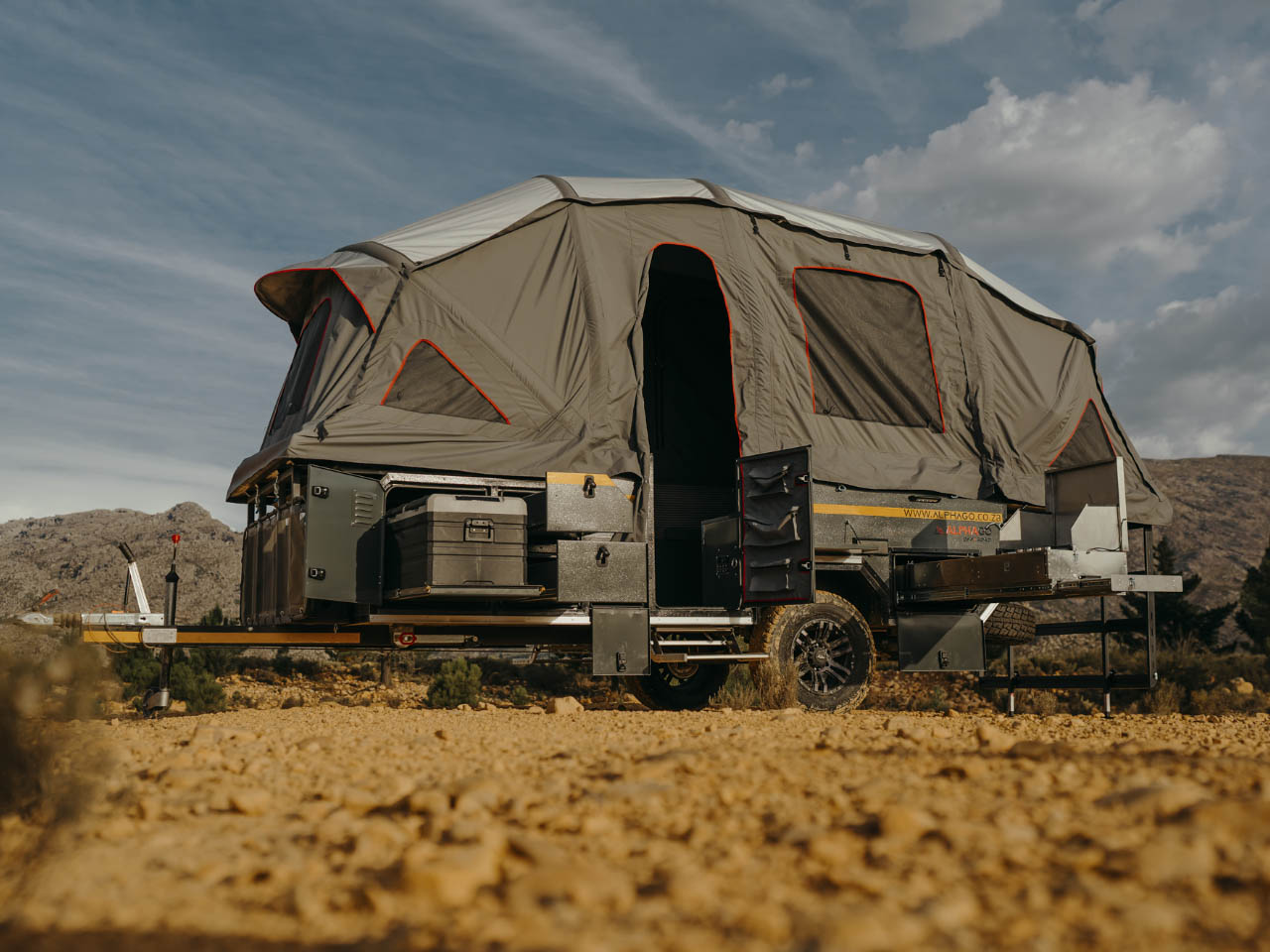 Fully off road capable, self-inflating AlphaGo S6 Air V4 camping trailer is like luxury villa on wheels