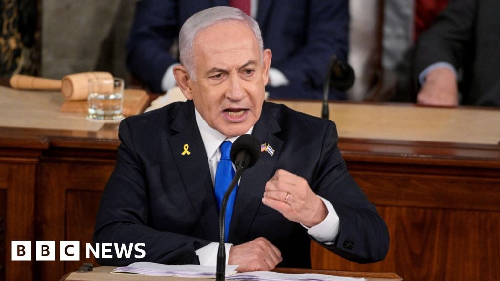 Netanyahu defends Gaza war as protesters rally outside US Congress