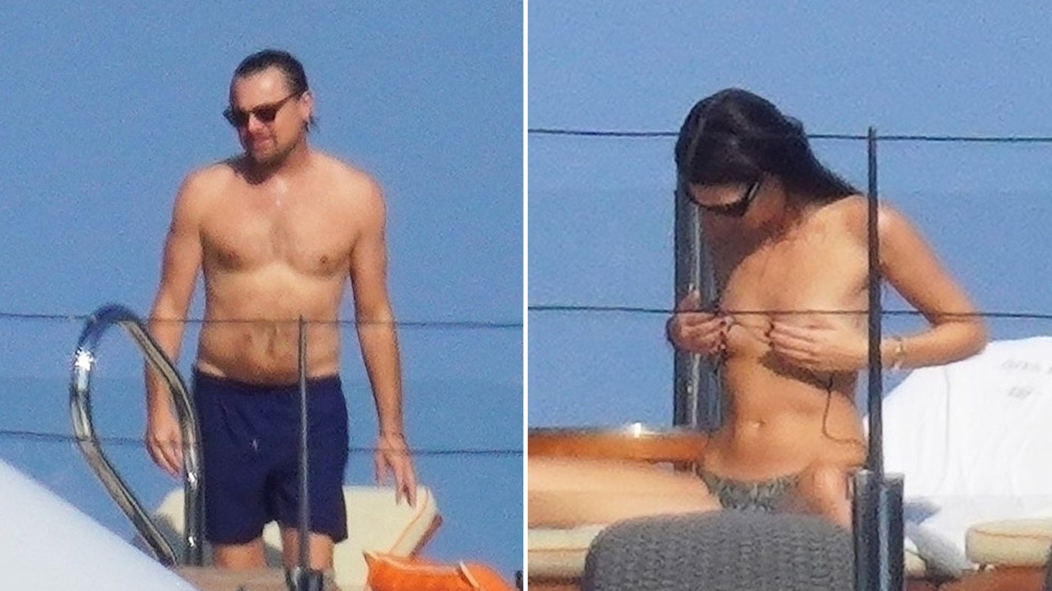 Leonardo DiCaprio and Vittoria Ceretti Tan on Yacht in Cannes