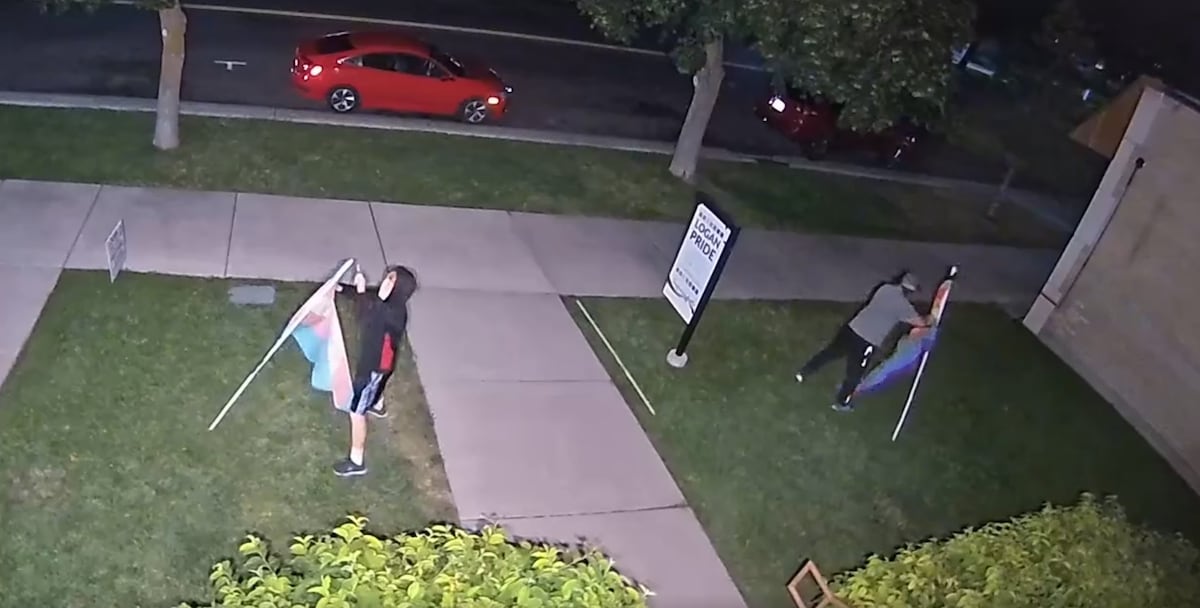 Vandals cut down pride flags at northern Utah LGBTQ center again. This time they were caught on camera. 