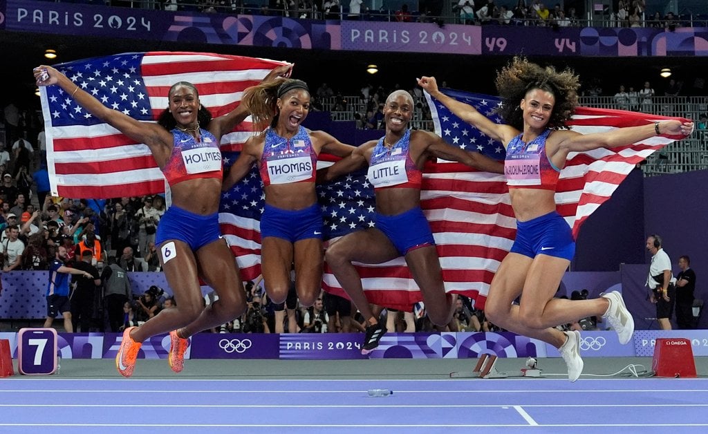 American Relay Teams Win Two Golds in the Last Events of a Dominant Olympic Track Meet for the U.S.