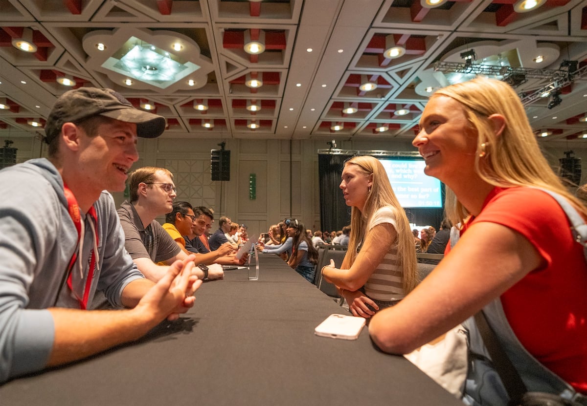 Thousands of young LDS singles gather for speed dating, music, messages and to sign a special birthday card