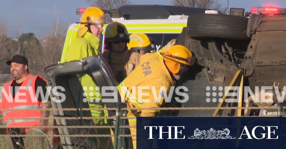 Baby taken to hospital after car flips in crash north-west of Melbourne