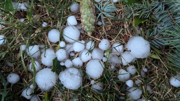 Hail and rain tear through Calgary amid severe thunderstorm warnings for parts of Alberta