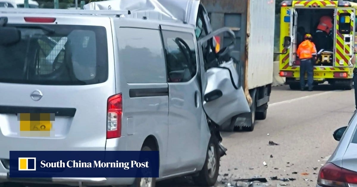 Hong Kong delivery van driver killed after slamming into back of lorry on highway