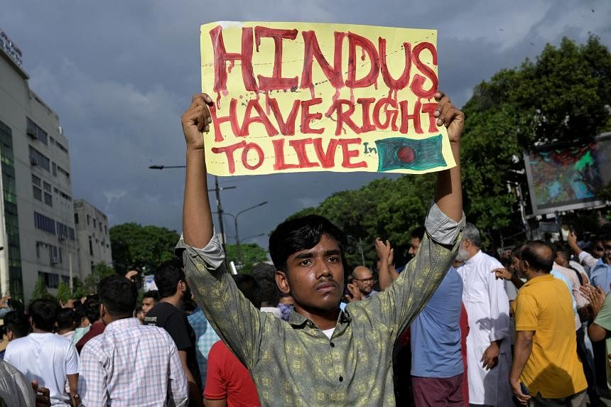 Hundreds protest in Dhaka over violence against Hindus in Bangladesh