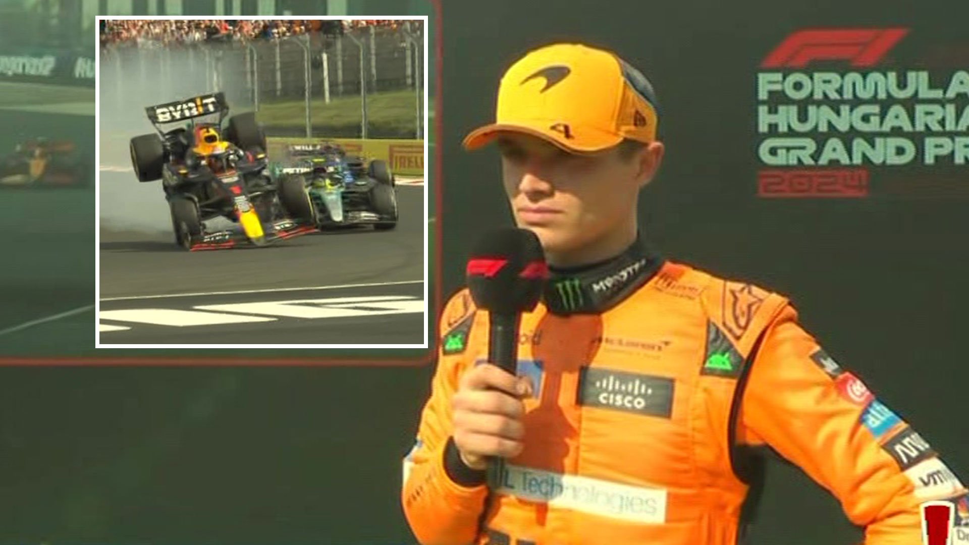 Lando Norris raging after McLaren force him to give up Hungarian Grand Prix win as Max Verstappen hits Lewis Hamilton