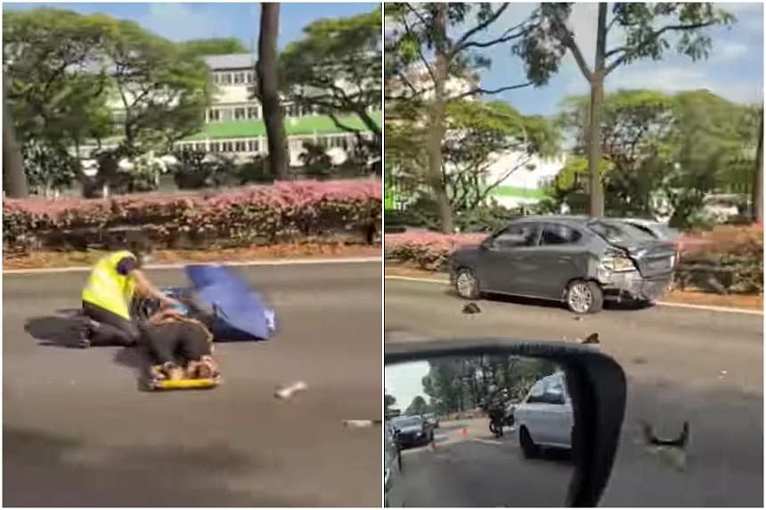 Motorcyclist and pillion rider taken to hospital after accident on PIE