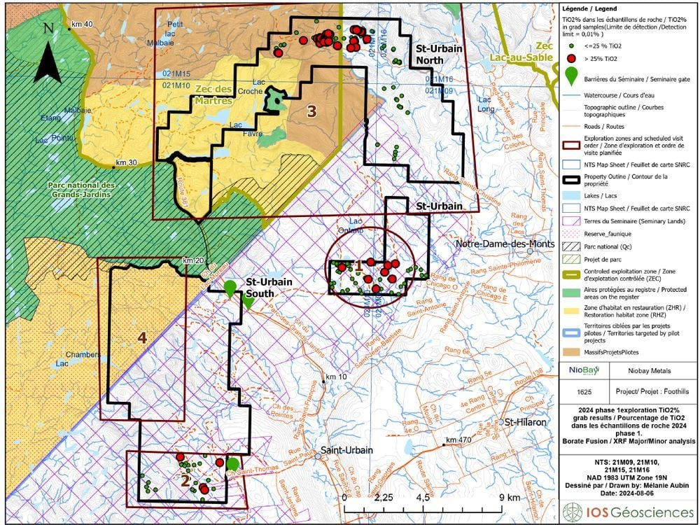 Presence of High Titanium Content in the Northern Sector of the Foothills Property