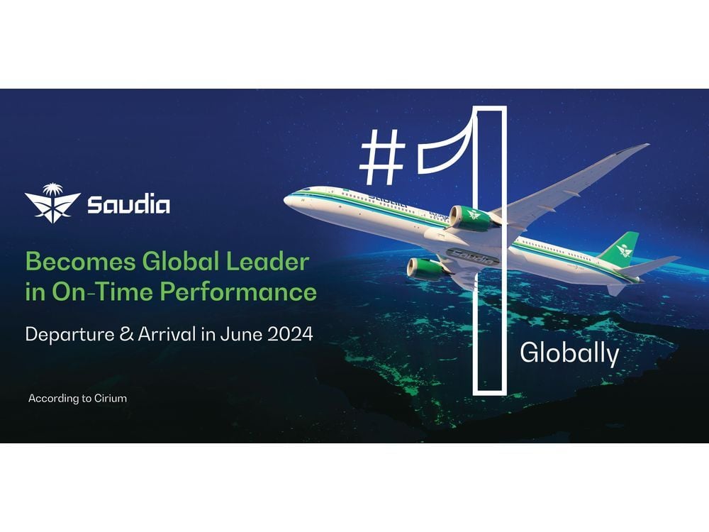 Saudia Ranks First Worldwide in On-time Departure and Arrival Performance