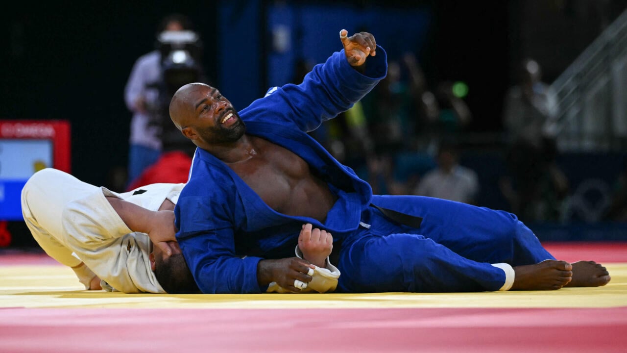 Teddy Riner defends France's Olympic title in mixed team judo against Japan
