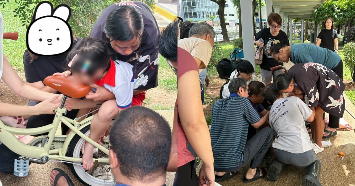 This made my day: Passers-by gather to help girl whose foot got stuck in bicycle wheel