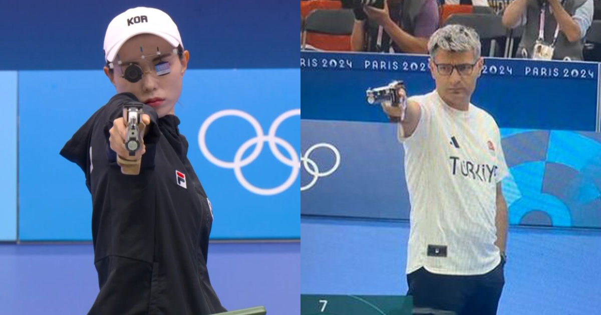 We need Olympic star shooters Yusuf Dikec and Kim Yeji in a video game