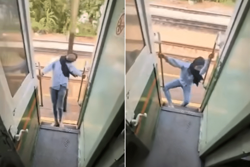 Woman struck in head by pole after leaning out of moving train in Thailand