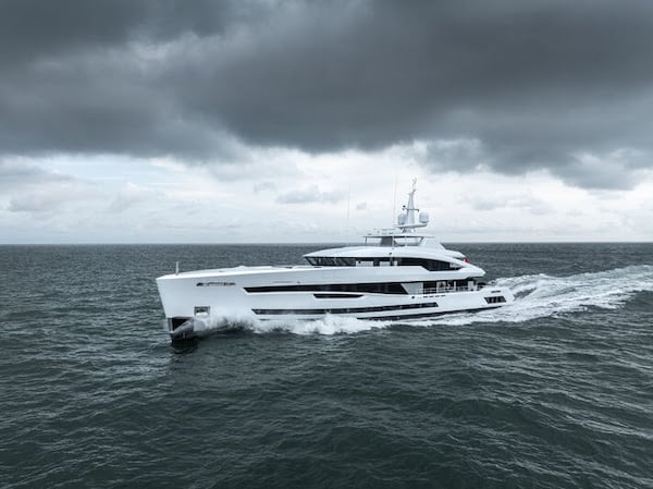 57 metre Heesen aluminium super yacht Santosha on sea trials