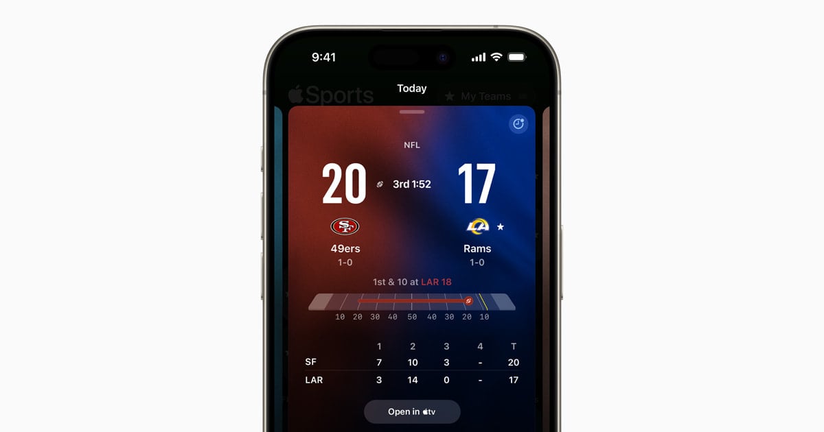 Apple Sports, Updated for Football Season, Will Soon Support Live Activities