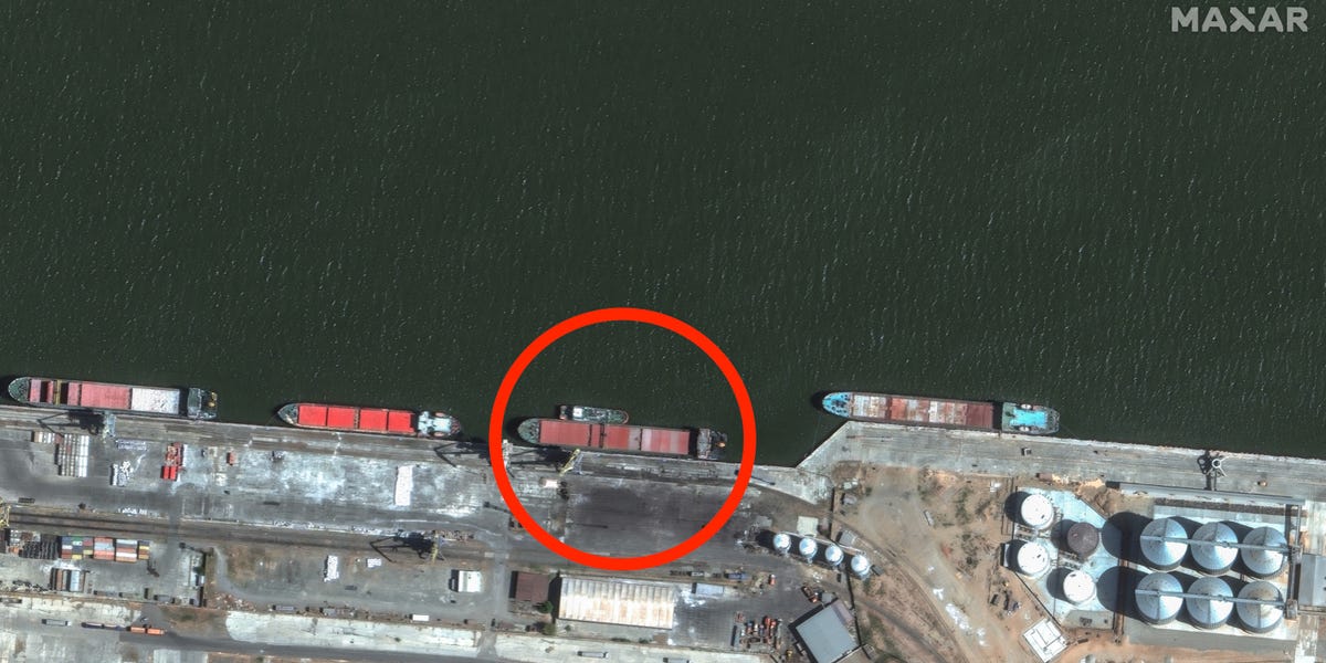 Satellite images show the Russian cargo ship that transported ballistic missiles from Iran