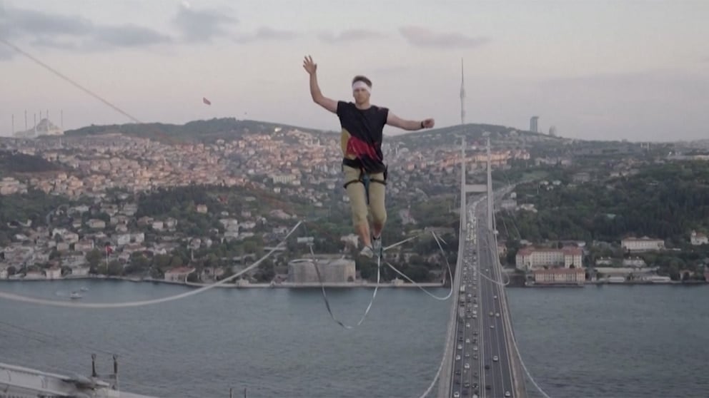 WATCH: Daredevil walks slackline from Europe to Asia