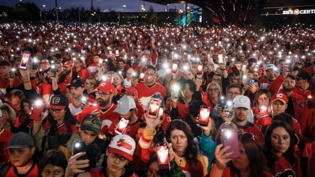 'Always meant to be legendary': Emotional vigil for Gaudreau brothers in Calgary draws hundreds